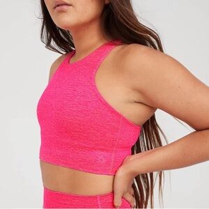 OFFLINE By Aerie The Hugger High-Neck Longline Sports Bra in Pink Size Medium